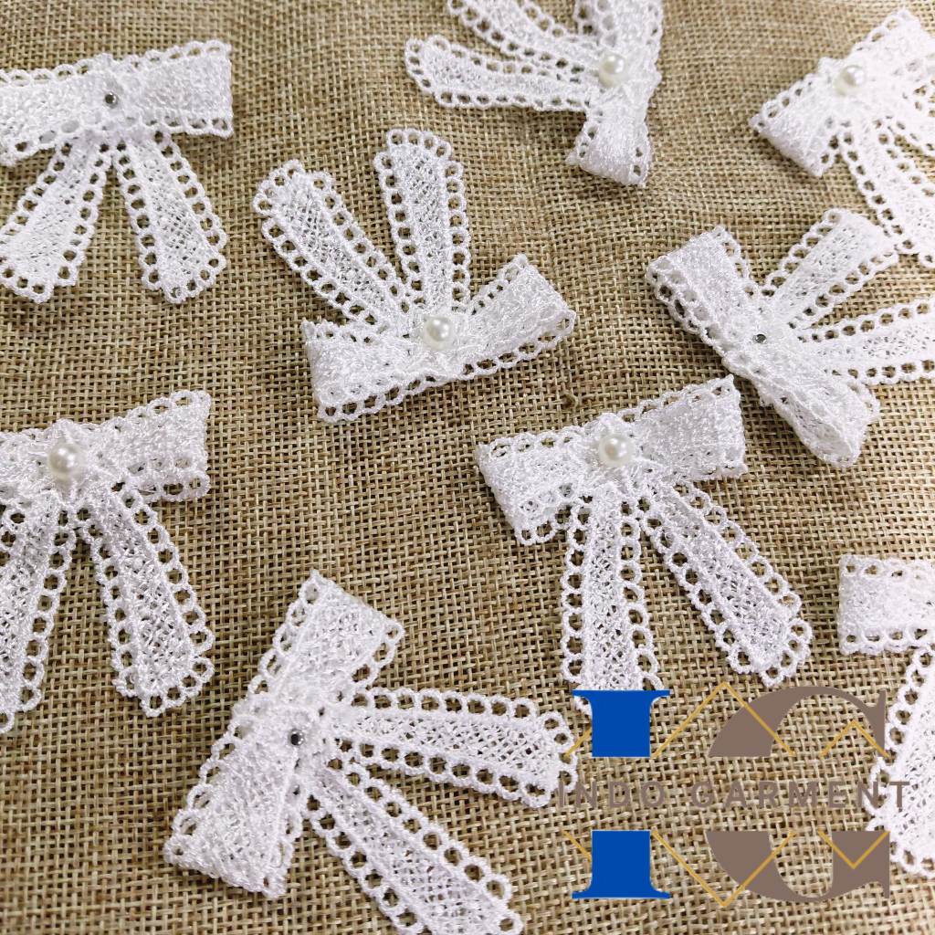 [6 pcs] Hiasan Aksesoris Pita Kain - Pita Kain Hiasan Baju - Tempelan Baju Model Pita Bahan Kain