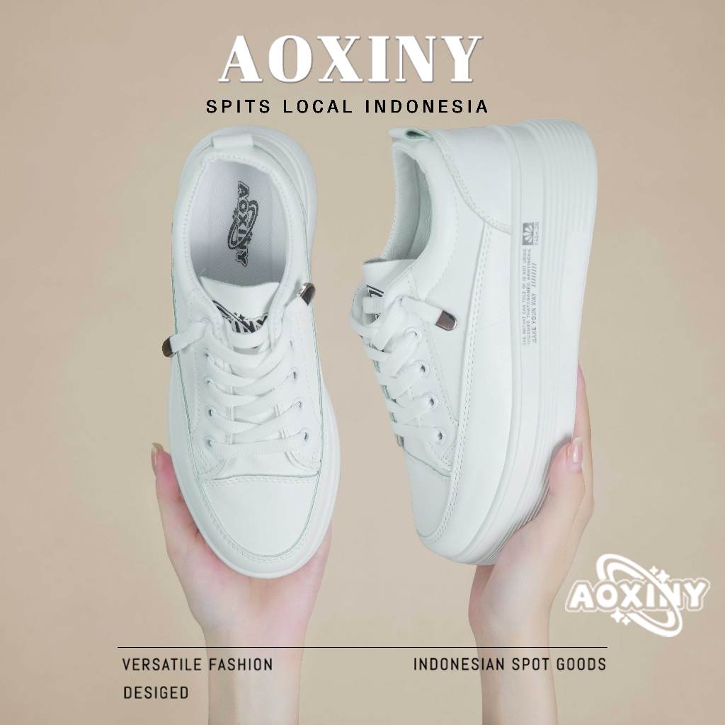 AOXINY COD Putih Khaki Olahraga Sport Sneakers Wanita Karet Casual Shoes Sepatu