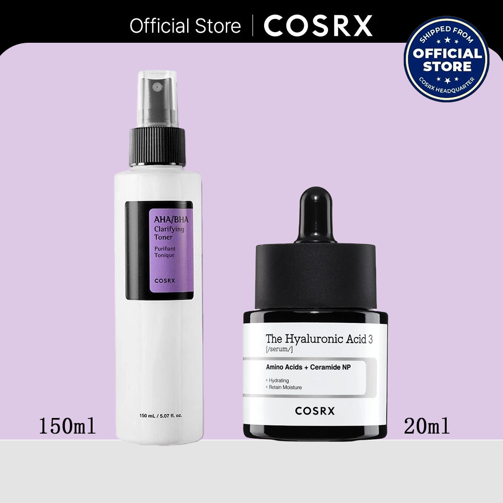 COSRX The Hyaluronic Acid 3 Serum, Size+COSRX AHA/BHA Clarifying Treatment Toner