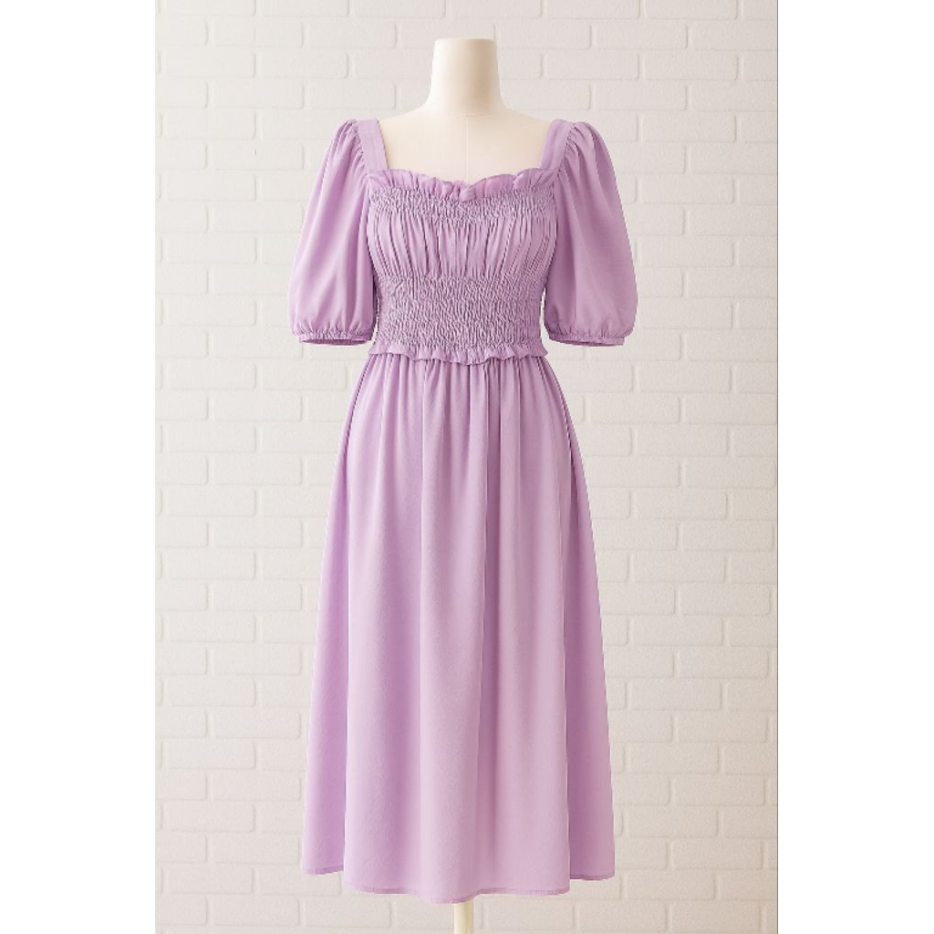 Dress Lilac / dress korea / dres terbaru / dress unggu / dress wanita