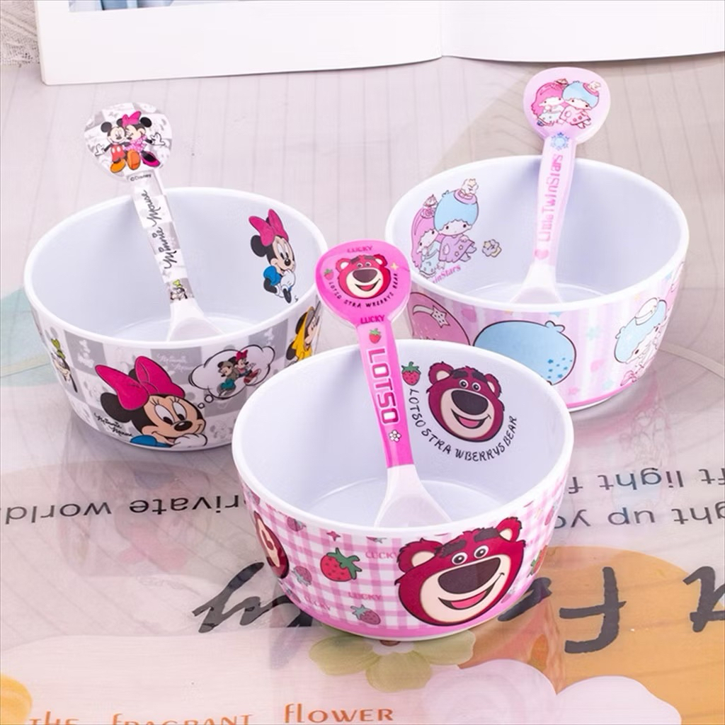 paket 2in1 mangkok melamin karakter melamine kuromi lotso mickey sinchan