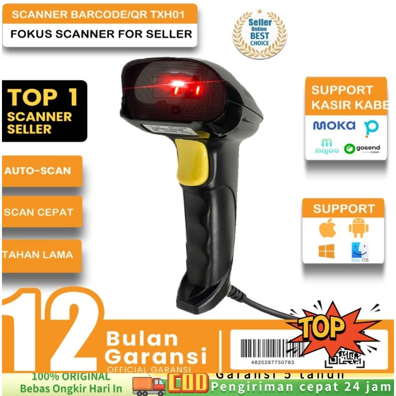 Model terbaru 2026 Barcode Scanner 1D 2D AutoScan Support Scanner Kabel Wireless Bluetooth Cocok Unt