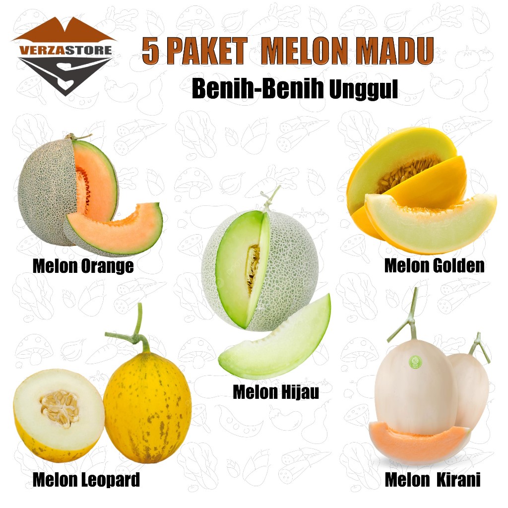 Biji Benih Buah Melon  Paket 5 Macam Benih Buah-Buahan Melon