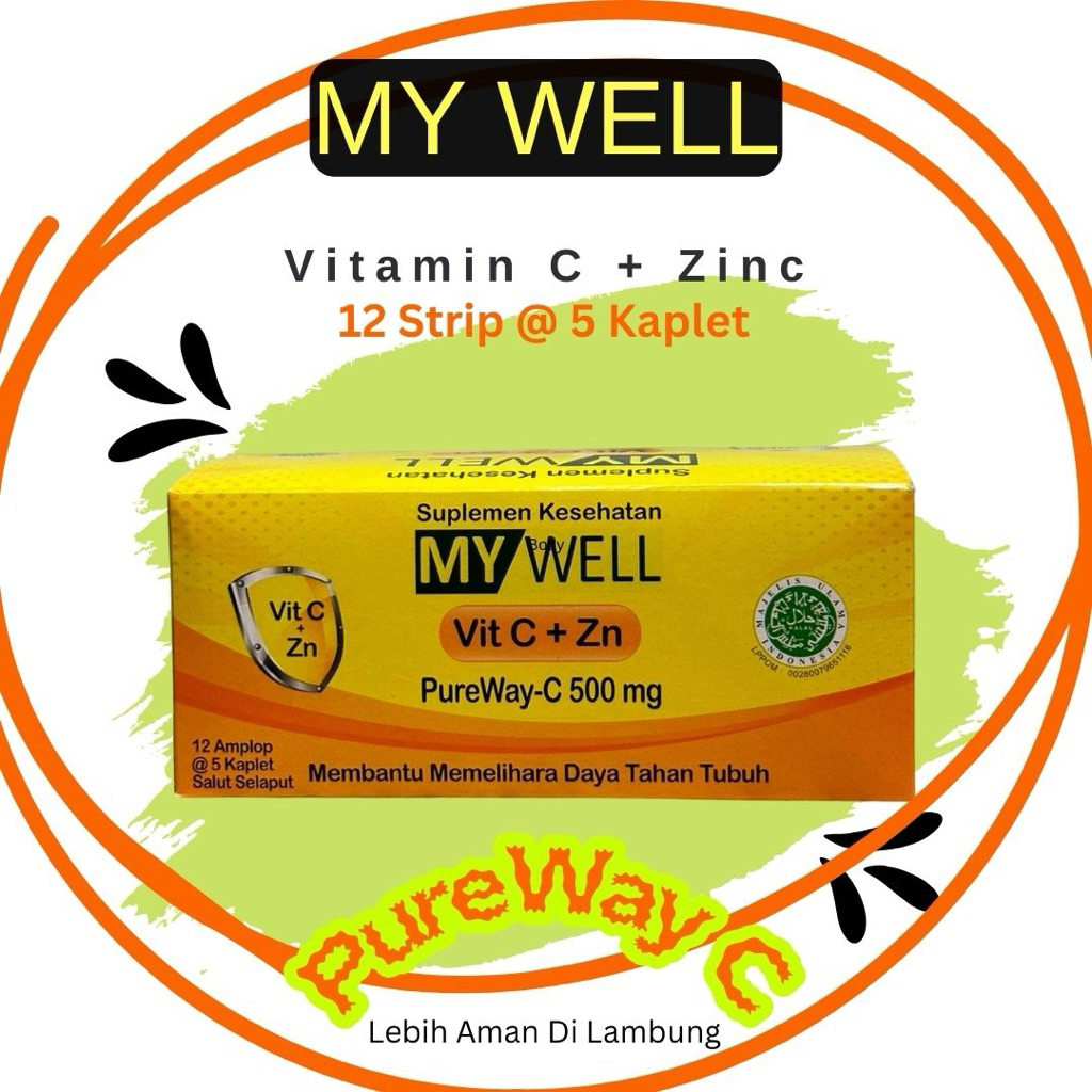 My Well Vitamin C + Zinc - 1 Box isi 12 strip x 5 kaplet = 60 kaplet