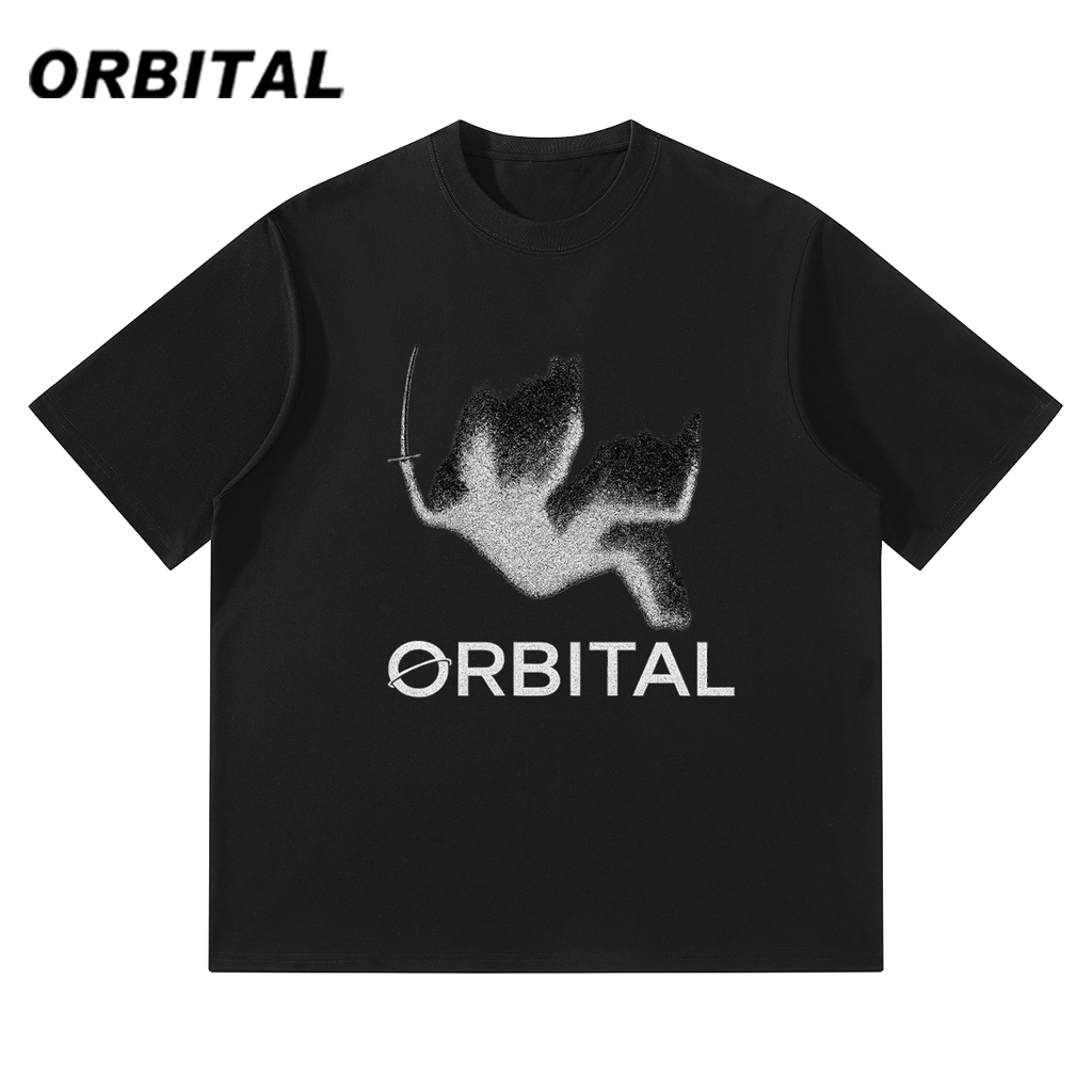 ORBITAL Kaos Oversize Hitam 230GSM – Particle Human Silhouette Graphic Unisex Distro