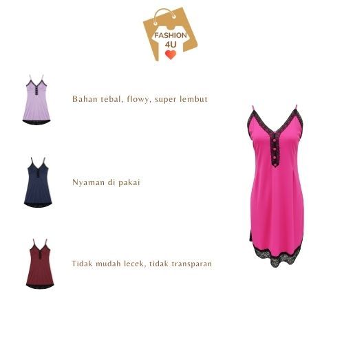 4U Lingerie Baju Sexy Baju Tidur Wanita Dewasa Daster Kekinian Terbaru  Dress Lingerie BT404