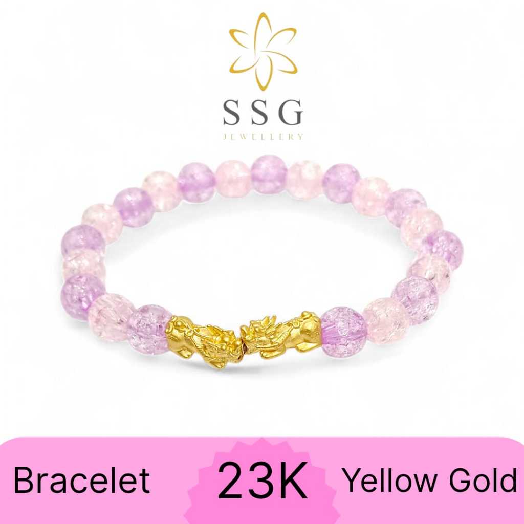 Gelang Crystal Liontin Double Mini Pixiu Yellow Gold 23K - SSG JEWELLERY