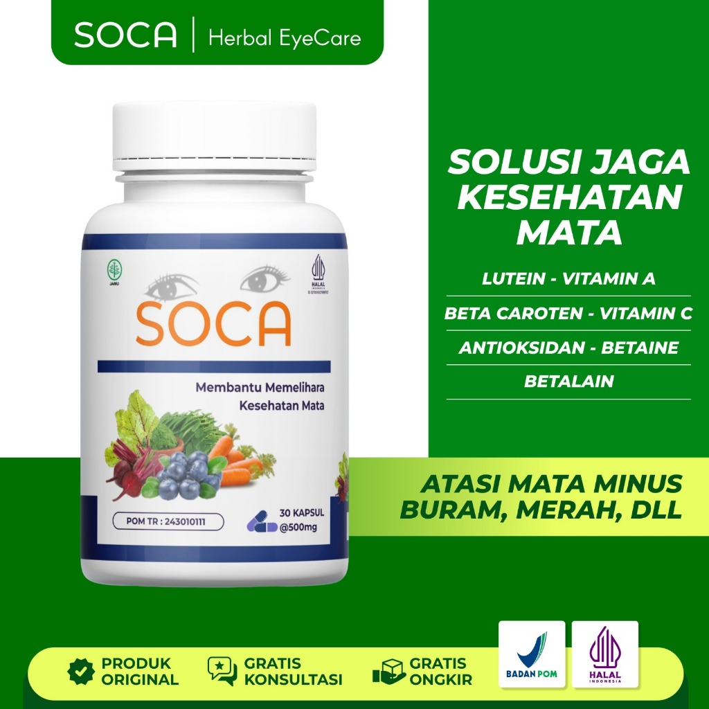 Eye Care SOCA Herbal BPOM Atasi Mata Minus, MATA BURAM, Katarak