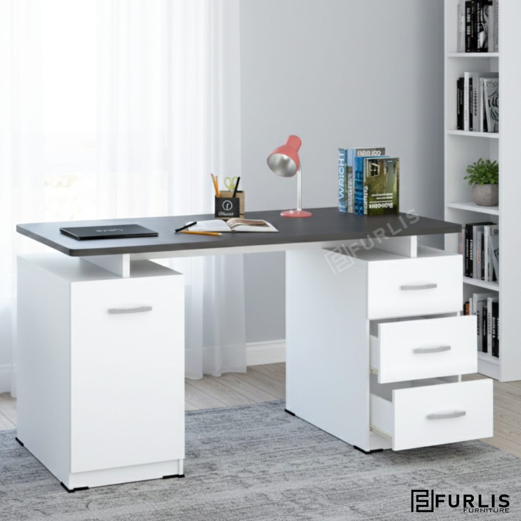 Meja Kantor / Meja Komputer / Meja Kerja Minimalis / 150cm Meja Belajar / Meja Kantor Dengan Laci / 