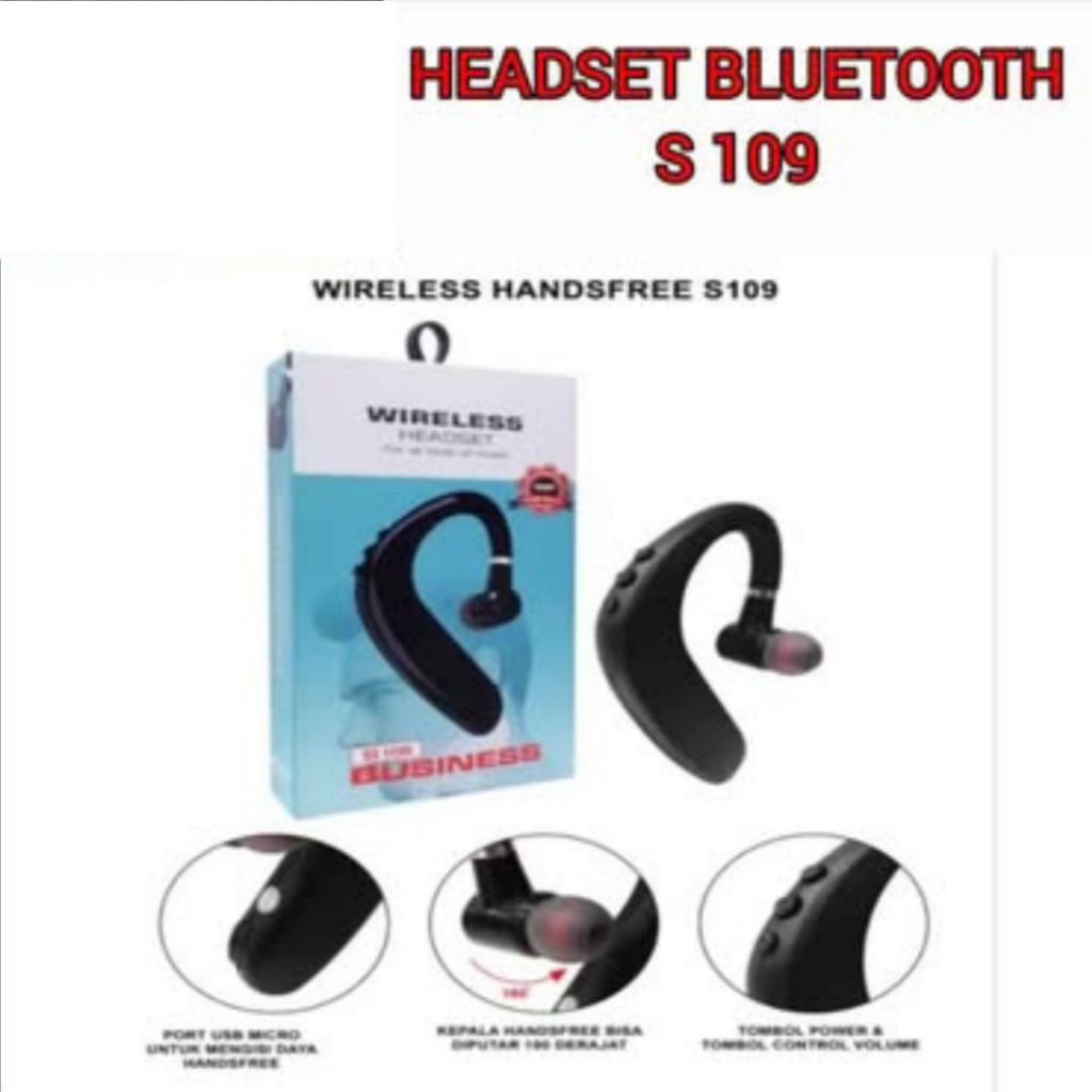 HEADSET BLUETOOTH S 109 1 TELINGA