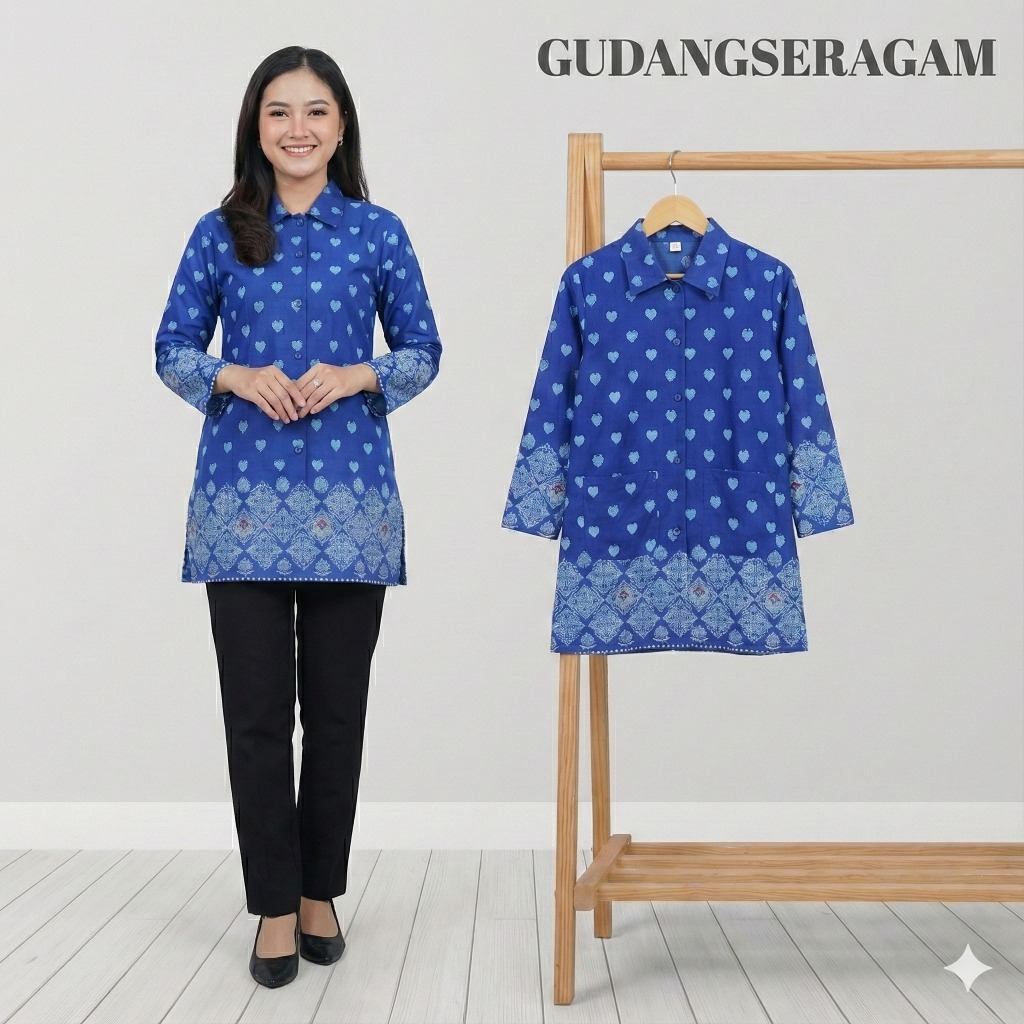 Batik HIMPAUDI, Seragam Biru, batik guru, Seragam Dinas