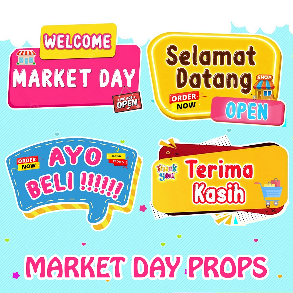 MARKET DAY PROPS DAN BUNTING FLAG PROPERTI FOTO AKSESORIS MARKET DAY DEKORASI