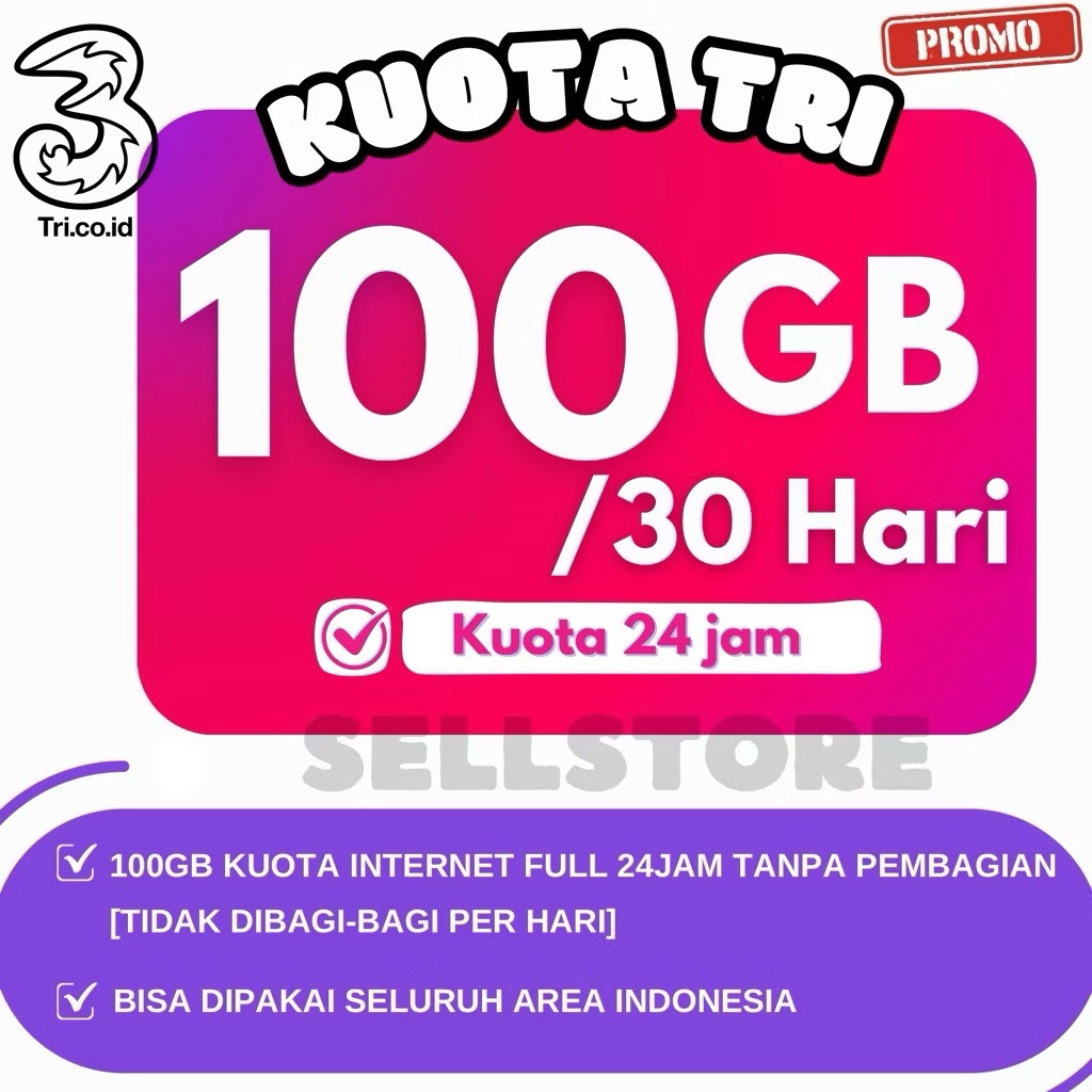 KUOTA TRI 100GB FULL KUOTA INTERNET TANPA PEMBAGIAN