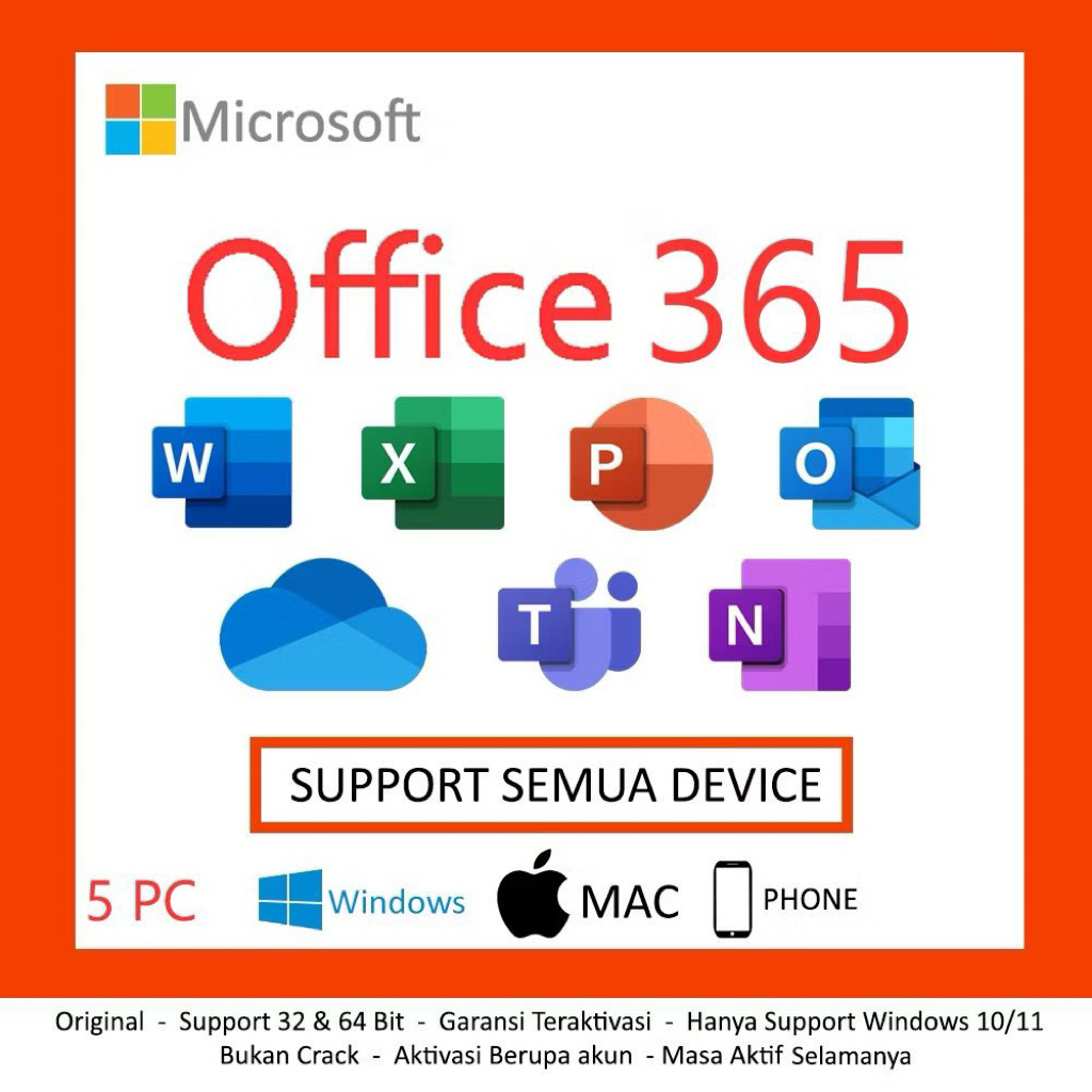 Microsoft Office 365 Original Lifetime for Mac/Windows/IOS/Android/Tab