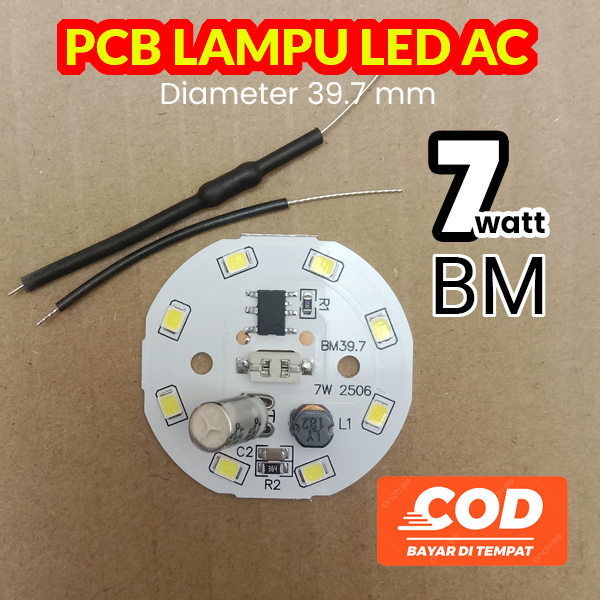 [READY STOCK] PCB Lampu LED 7w AC Langsung Listrik PLN 220V - BM - Diameter 39.7mm - Mata LED 8pcs 2