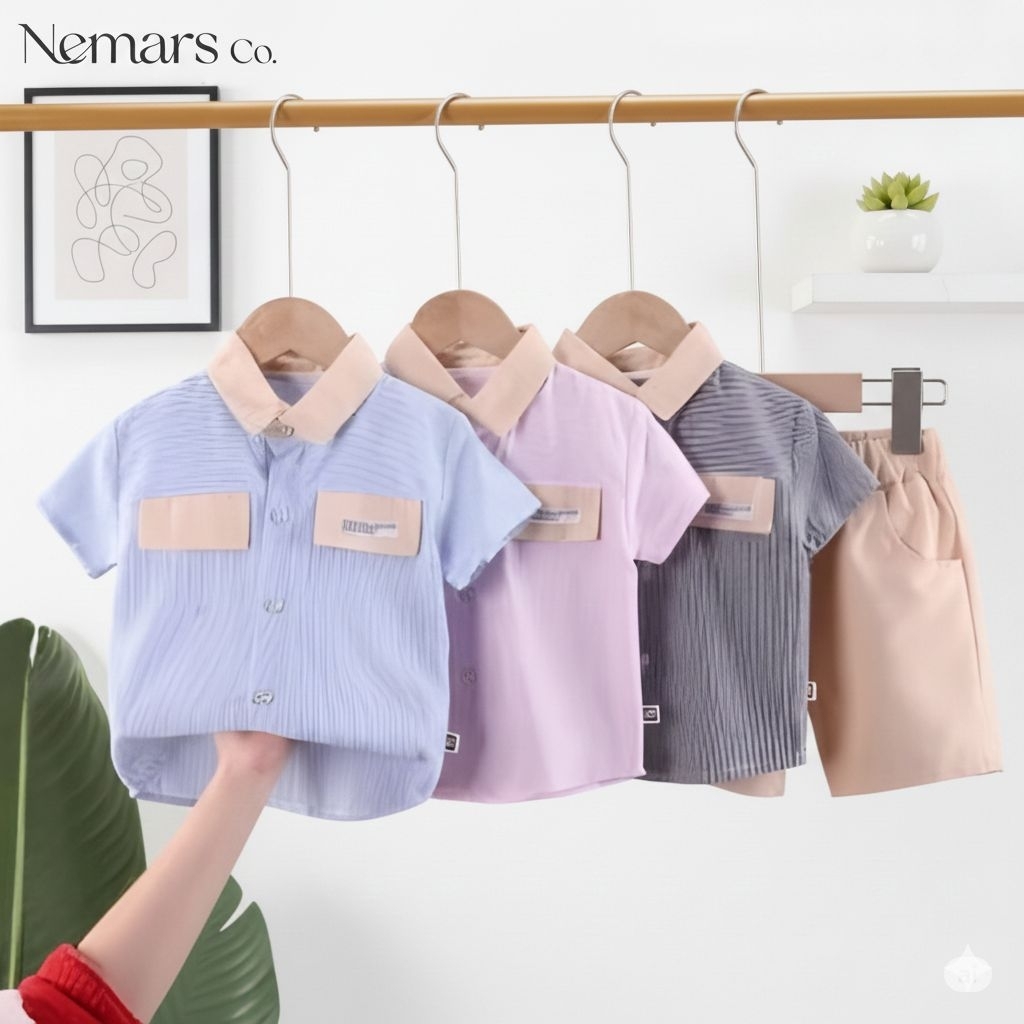 STELAN KEMEJA ANAK LAKI LAKI | KEMEJA MOTIF GARIS-GARIS | PAKAIAN ANAK LAKI LAKI