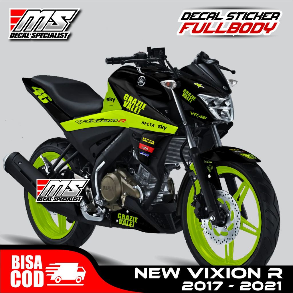 TERBARU DECAL STICKER VARIASI FULL BODY YAMAHA VIXION R 150 2017-2021 Dasaran Hitam