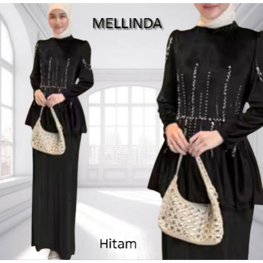 MELLINDA DRESS GAMIS PESTA BLUDRU PEPLUM GAMIS PESTA BUSANA MUSLIMAH SERAGAMAN LEBARAN NIKAHAN BRIDE