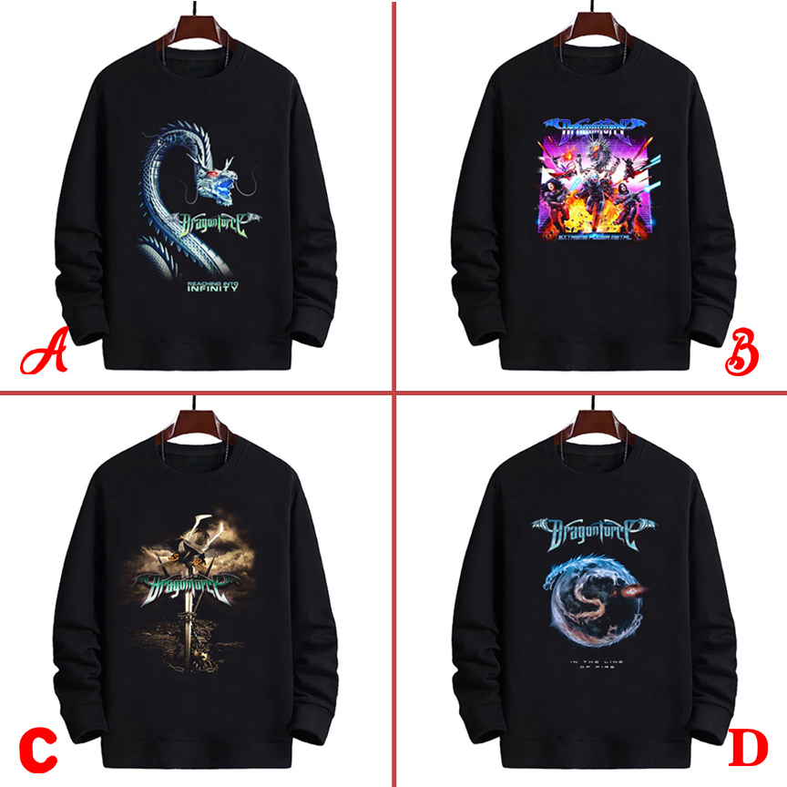 Sweater DragonForce Band Dragon Force Crewneck Sweatshirt Bahan Cotton Fleece