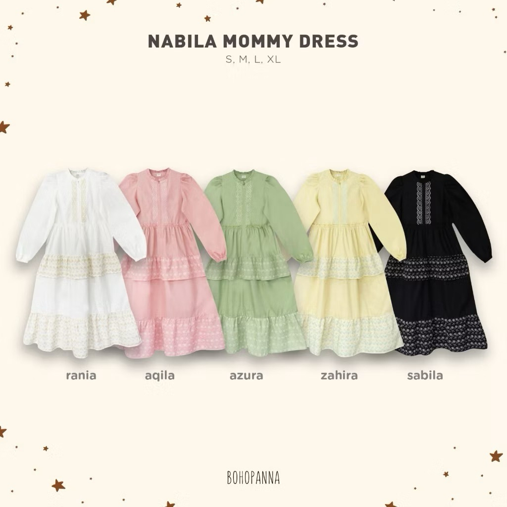BOHOPANNA - NABILA MOMMY DRESS - RAYA COLLECTION - GAMIS LEBARAN-DRES HARI RAYA - BAJU MUSLIM - GAMI