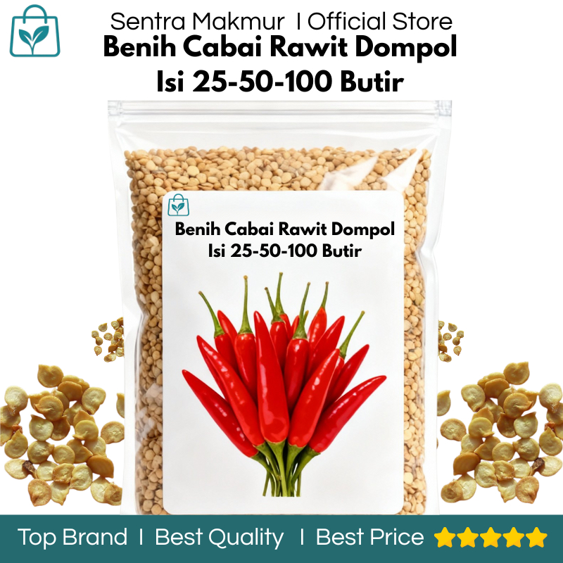 Benih Cabai Rawit Dompol Isi 25/50/100 Biji - Benih Cabai Rawit Dompol - Benih Cabai Rawit Kaliber -