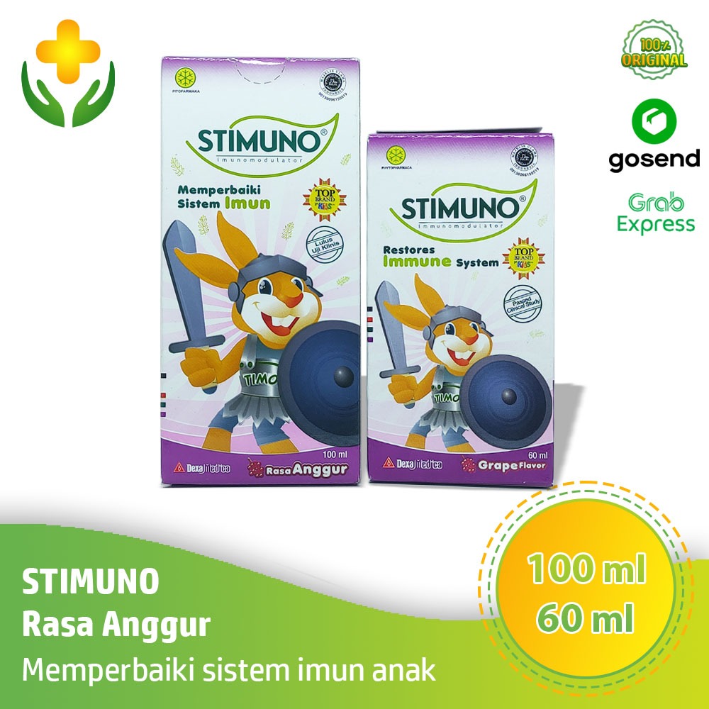 Stimuno Sirup Rasa Anggur 60 / 100 ml - Vitamin Daya Tahan Tubuh Anak | Stimuno Anggur
