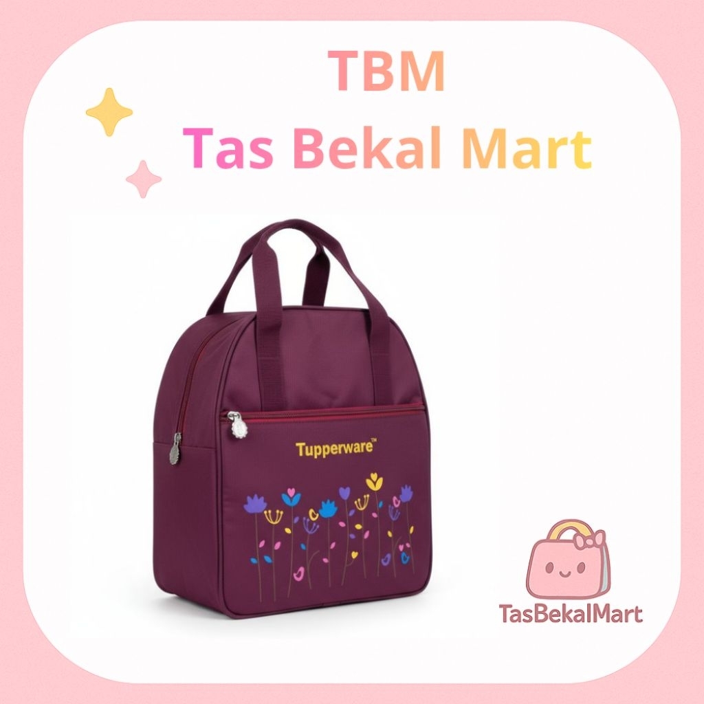 Tas Bekal Elegan Tupperware Bahan D300 Lunch Bag Furing Tebal Pegangan Kuat Muat Banyak Kapasitas Be