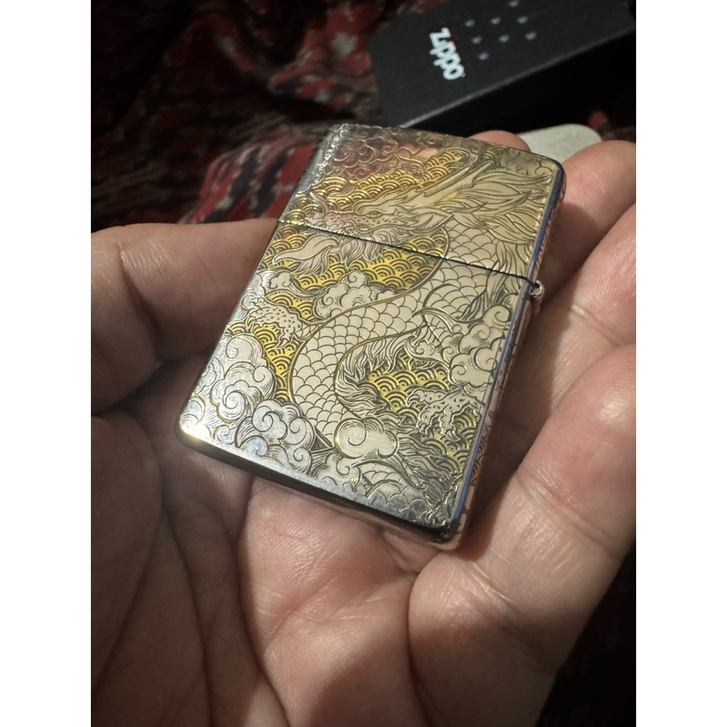 Zippo Armor Dragon Silver Gold   4 Sisi Ukir   limited Edition No.0193/1000   new Original Autentic 