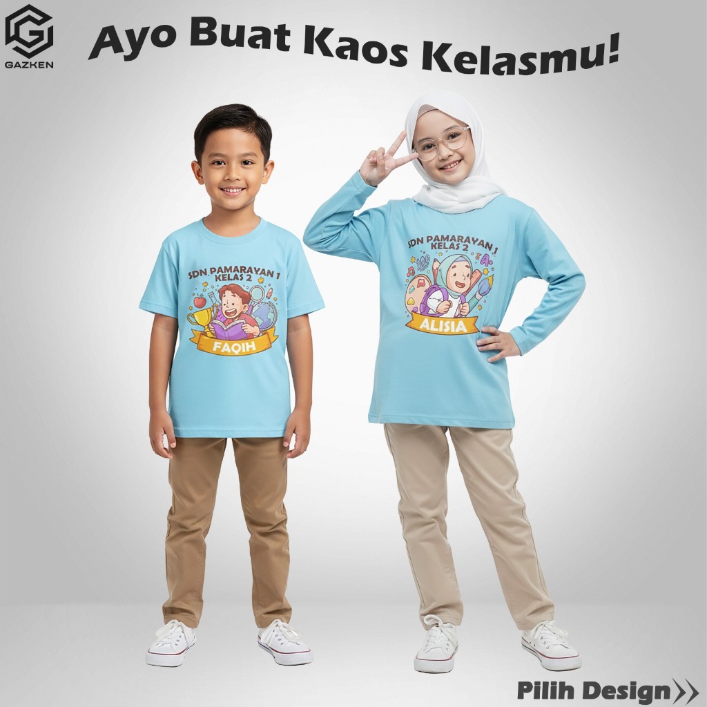 Kaos Custom Kelas Sekolah PAUD TK Anak dan Dewasa Unisex