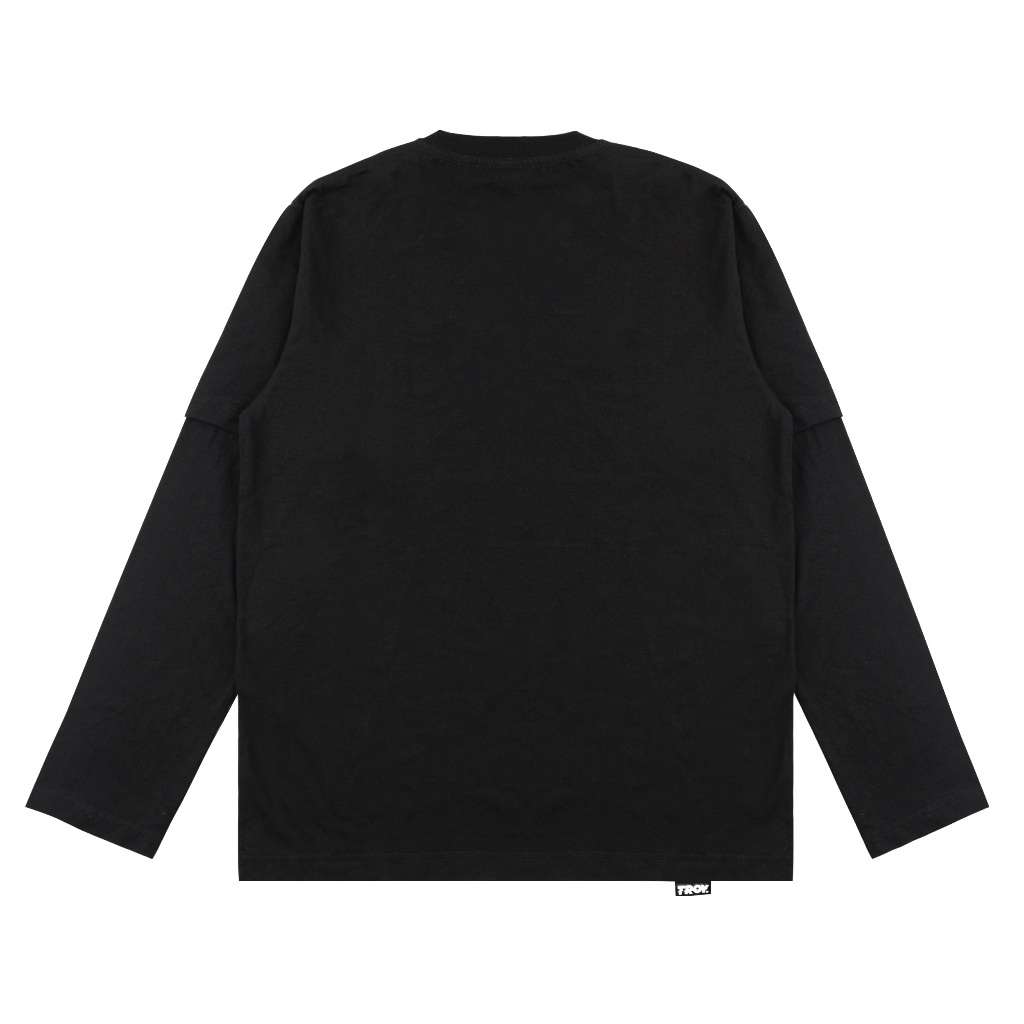 Troy Company Double Sleeve Double Layer Longsleeve Tshirt Pure Black Wings - Kaos Lengan Panjang DSD 2534