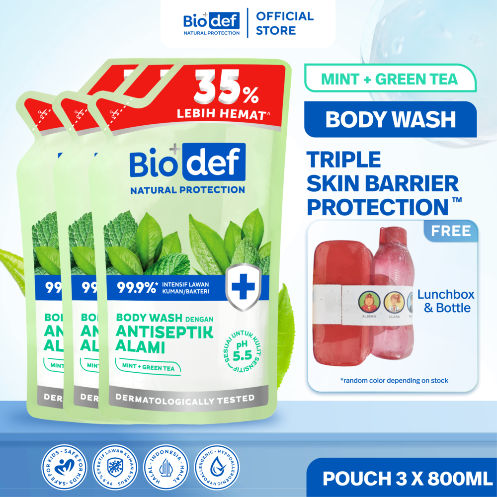 [BUY 3 GET 4] Biodef Antiseptik Natural Body Wash 800mL x 3pcs FREE Lunch Set | Gentle Body Wash PH 