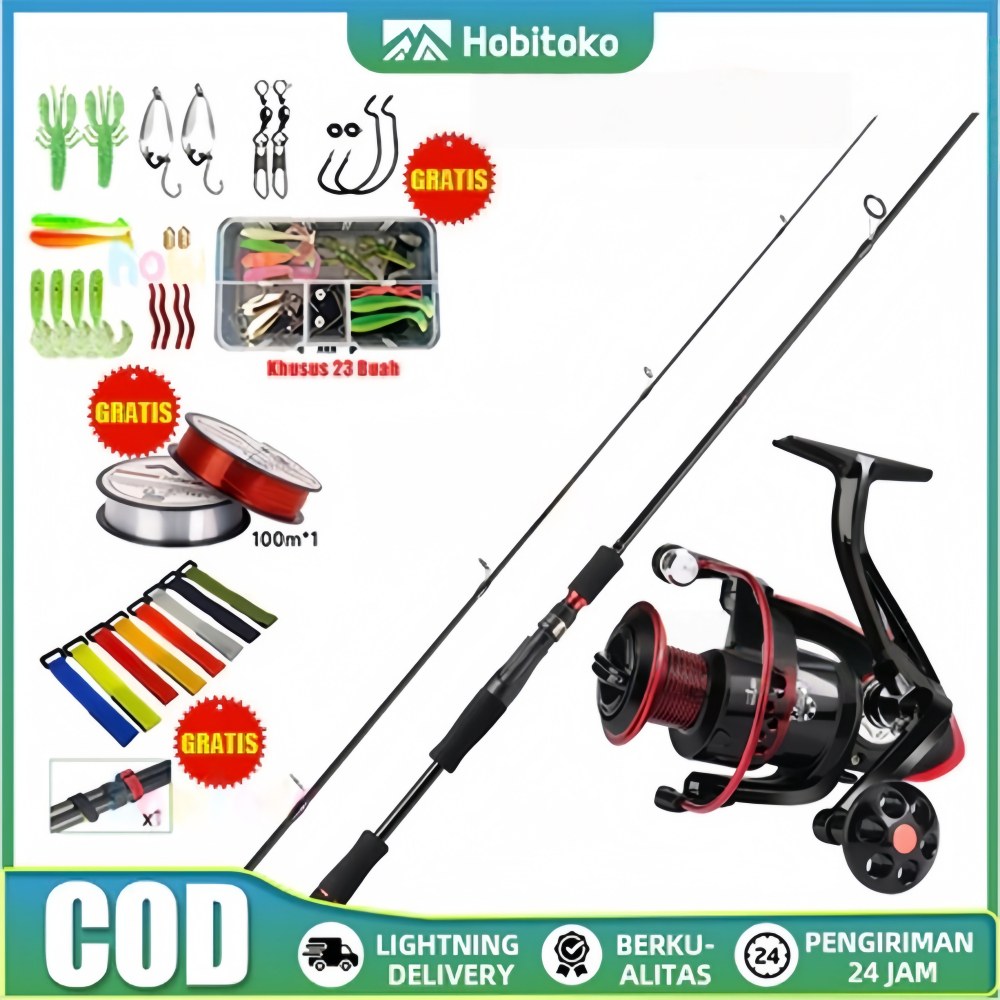 Sougayilang Joran Pancing Set Murah Kuat Power Pancing Full Set Reel Joran Pancing Set Lengkap 2 Bag