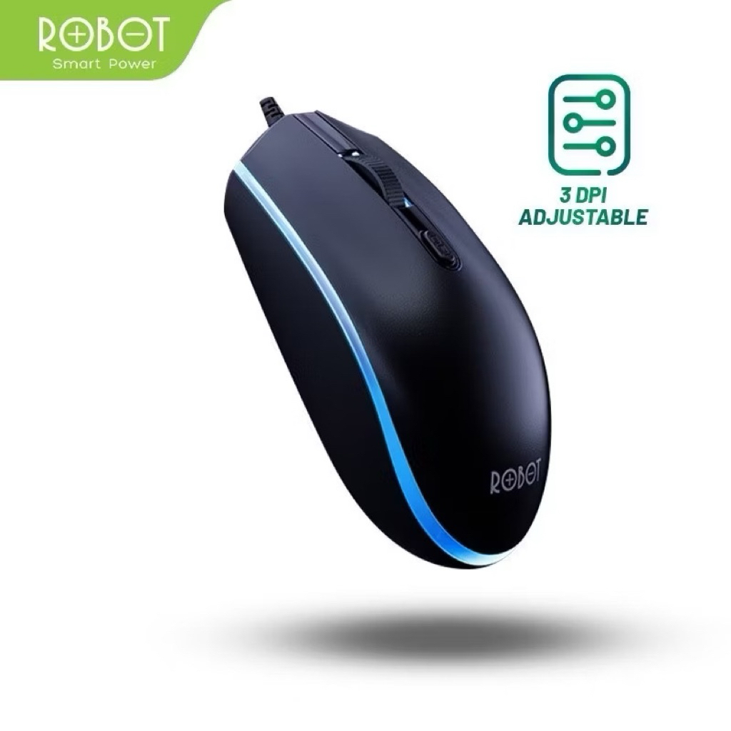 Robot Mouse Kabel M130 Gaming LED Warna Warni - Hitam