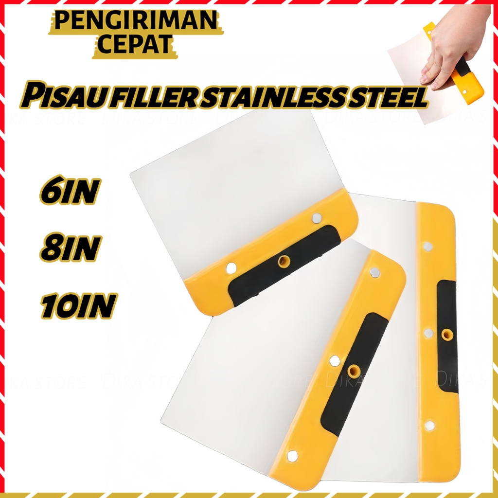 Kape Dempul Sekrap Stainless 15/20/25cm Pisau Plamir Tembok Kape Cat Pisau Dempul Putty Knife Stainl