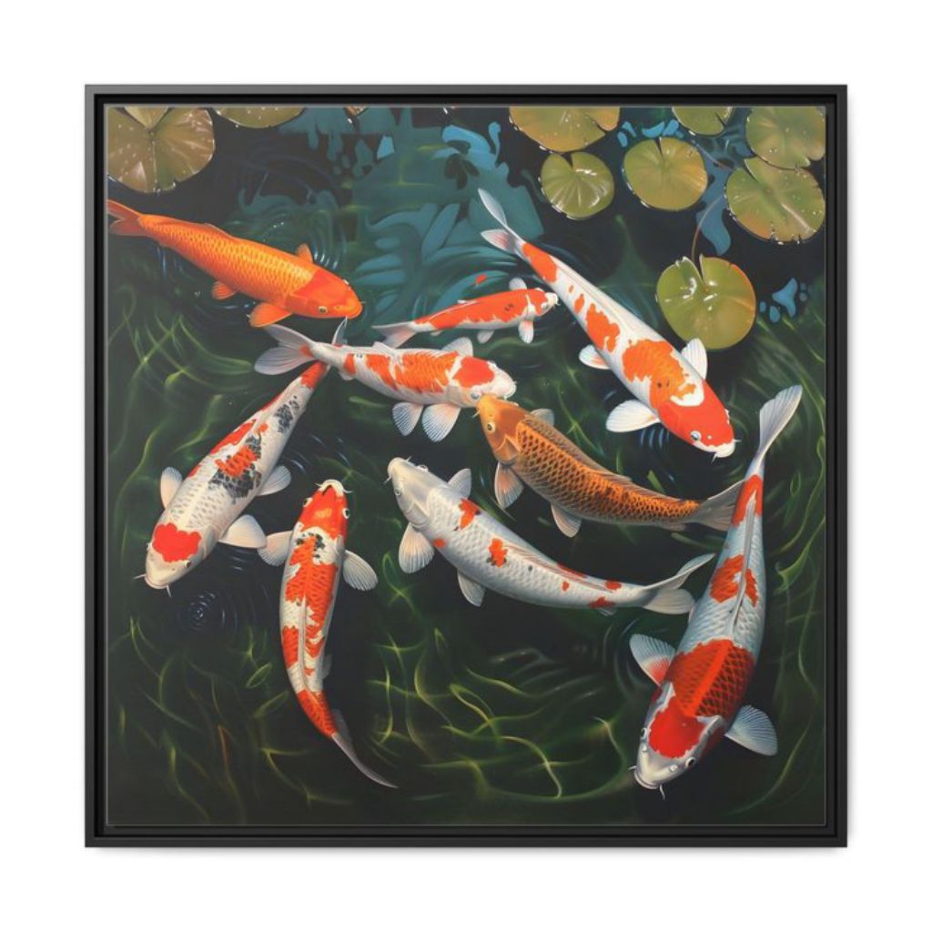 lukisan dinding koi minimalis modern