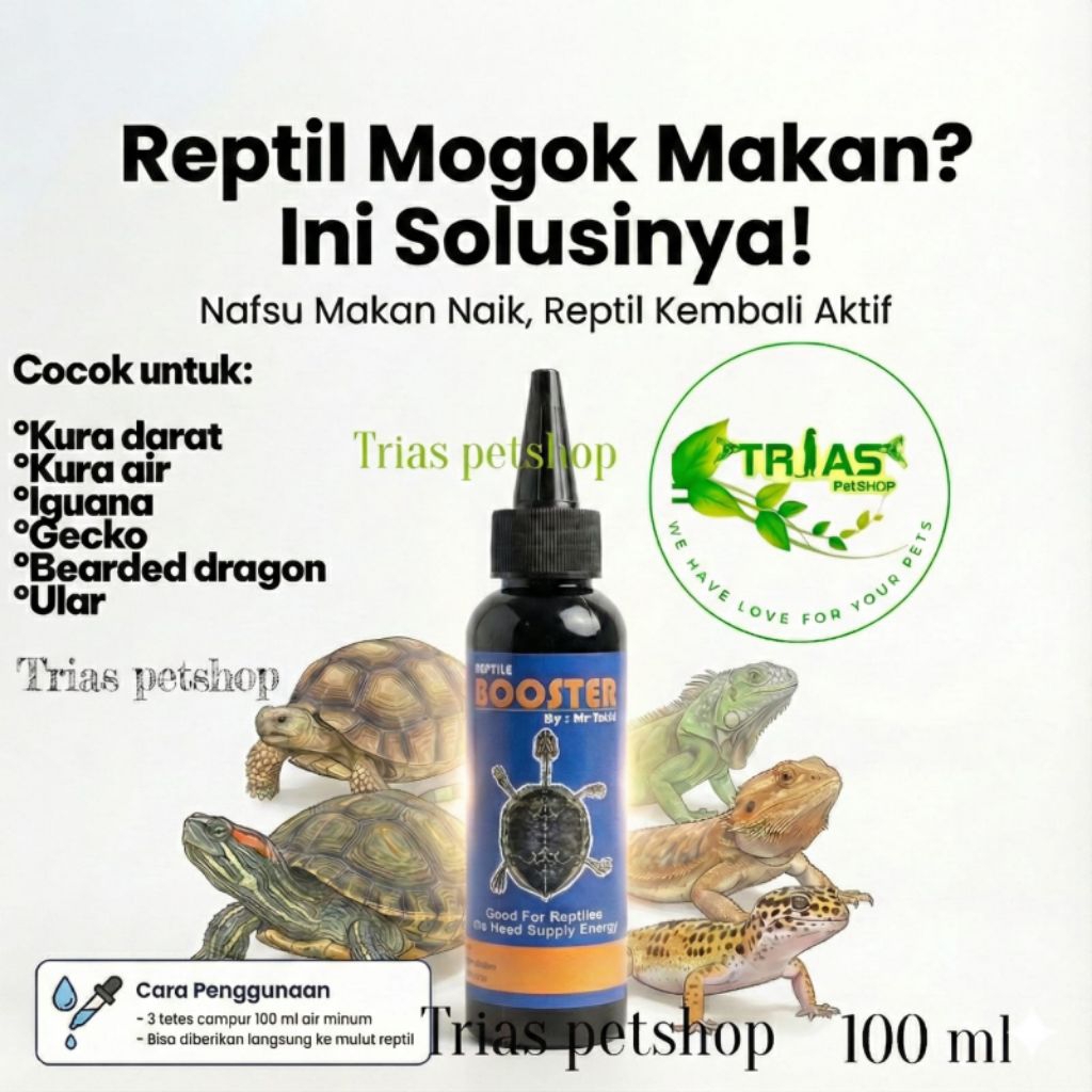 Vitamin Reptil Booster – Obat Mogok Makan Kura Kura, Gecko, Iguana, Bearded Dragon Penambah Nafsu Ma