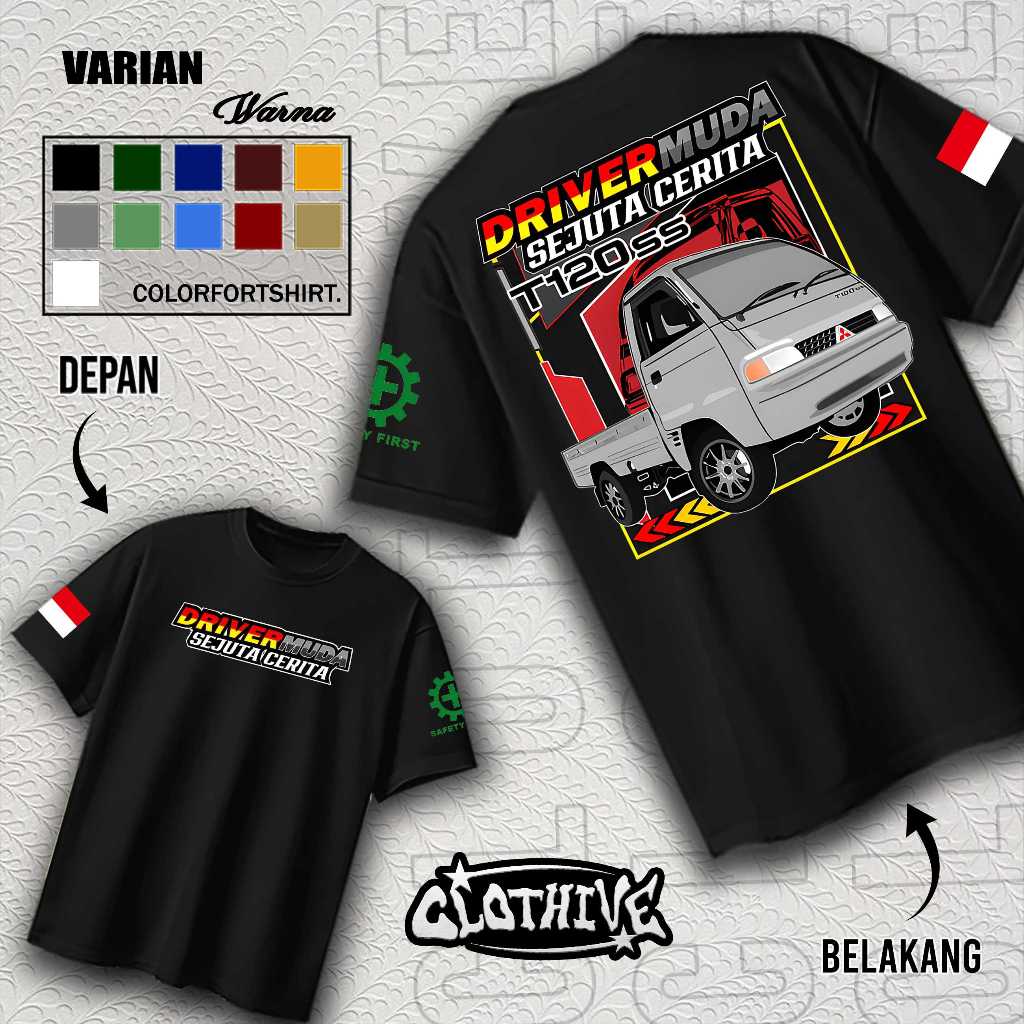 KAOS CLOTHIVE- KAOS DRIVER MUDA T120 SS - KAOS T120 SS PRIA DAN WANITA - TERBARU DAN TERLARIS