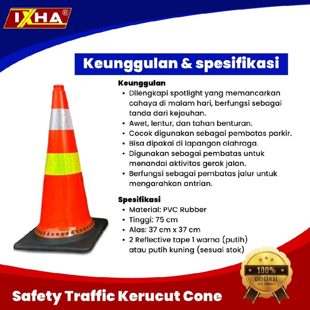 Safety Traffic Kerucut Cone 75 cm Bahan PVC Rubber traffic cone