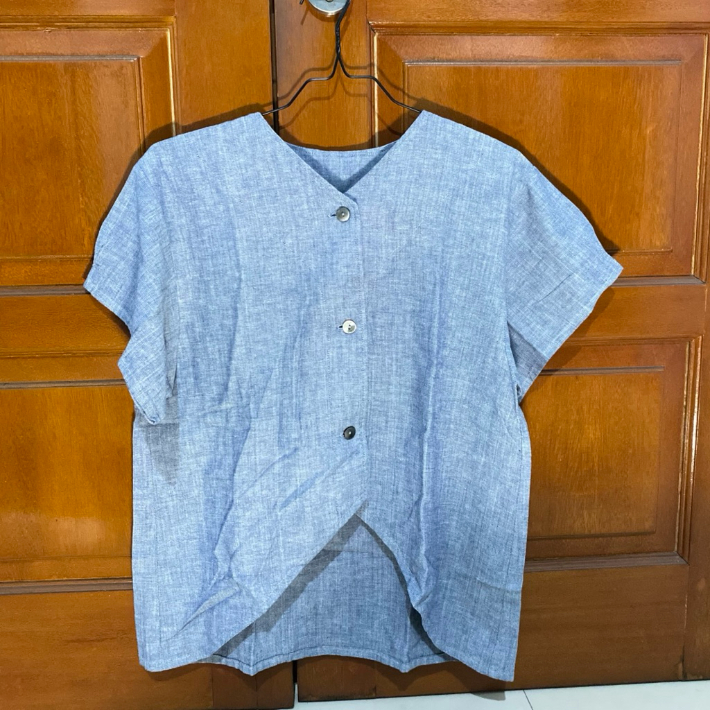 [PRELOVED] Blouse Linen Wanita | Atasan Kerja Cewek | Baju Lengan Pendek