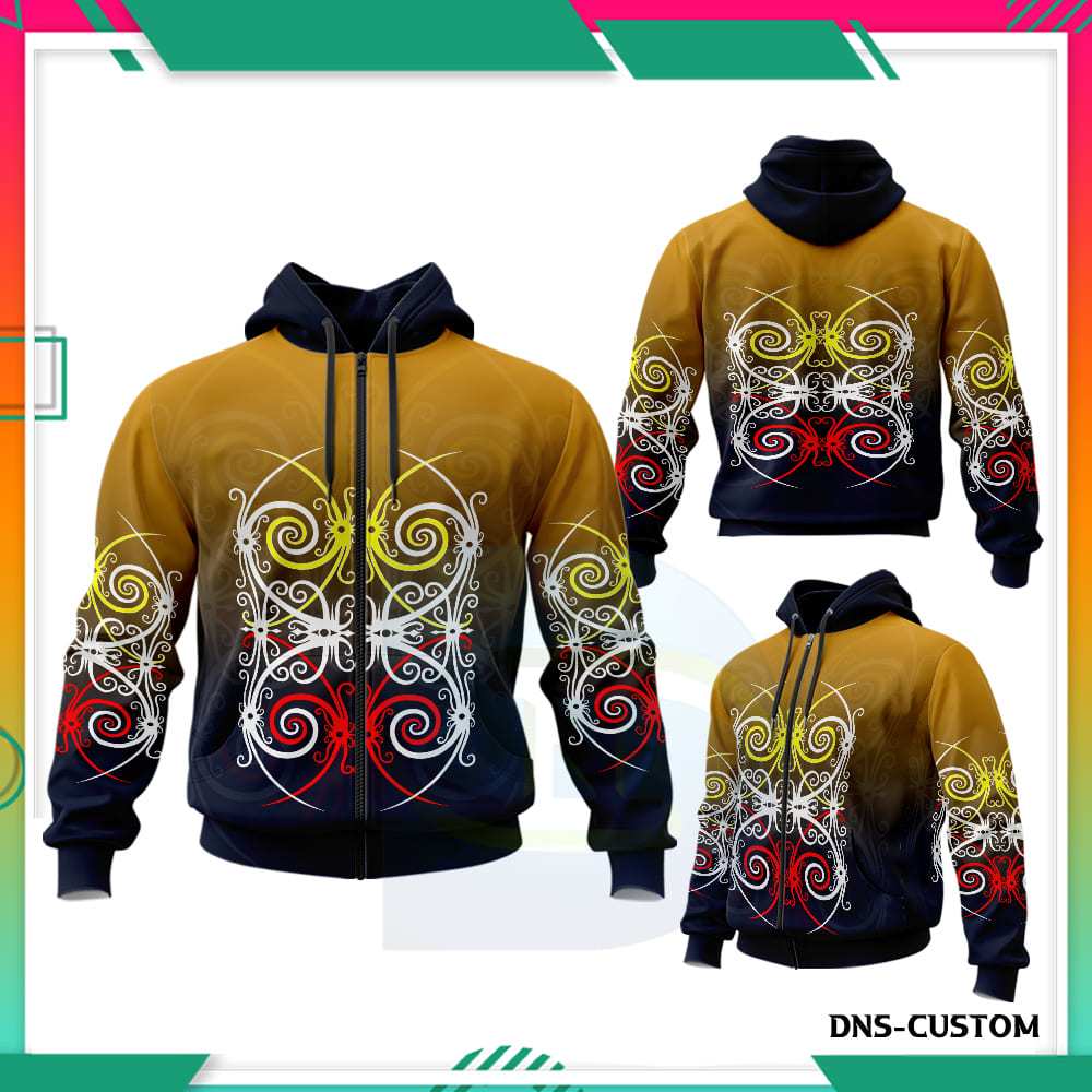 Jaket Dayak Motif Ukiran Adat Kalimantan Modern