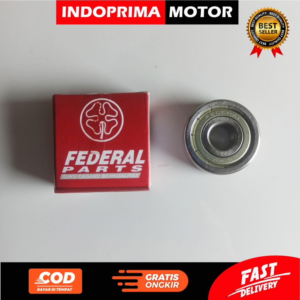 FEDERAL BEARING 6301. LAHER 6301 2Z RODA BELAKANG MOTOR BEBEK