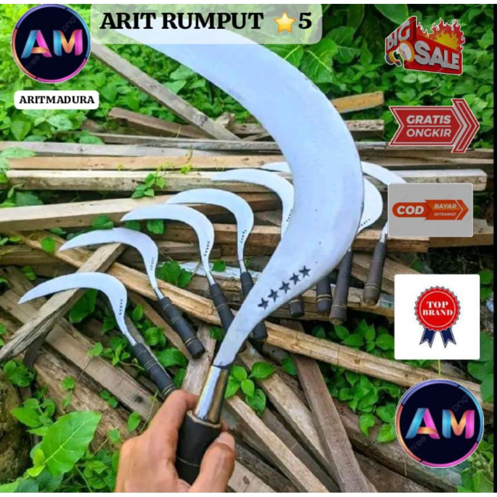 Alat pemangkas rumput arit asli baja alat berkebun dan tani