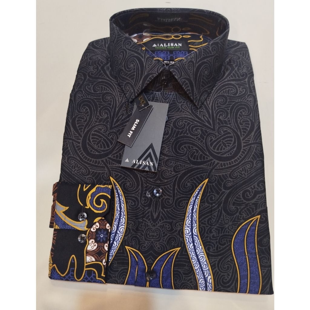 Kemeja Alisan Batik Lengan Panjang Motif Daun Slimfit
