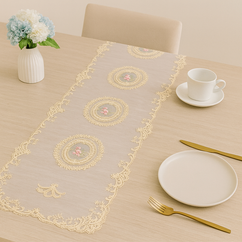 Taplak Meja Renda Panjang Lace Table Runner Lace Taplak Meja Panjang / Taplak Meja Renda Mewah Tapla