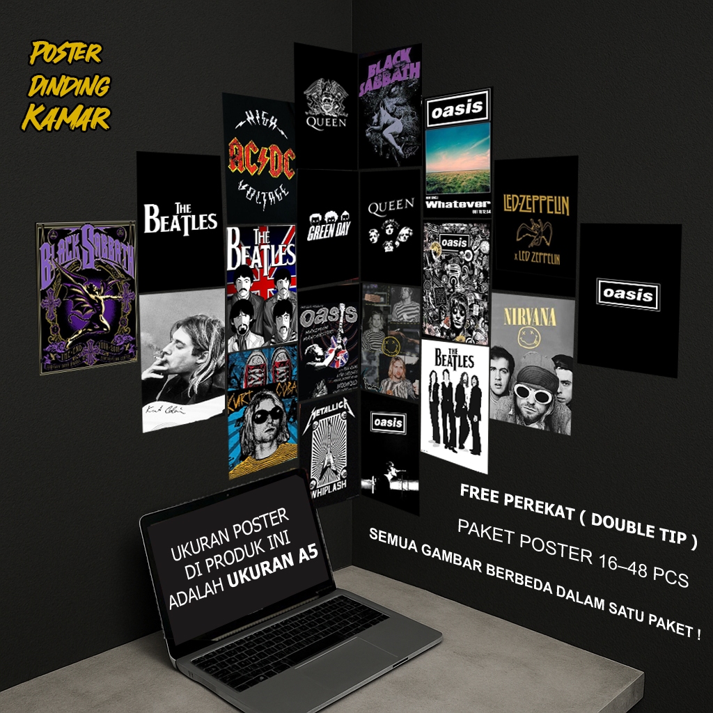 Poster Dinding Kamar Gambar Band 90s / Poster Band 90s / Hiasan Dinding / Poster Kamar / COD