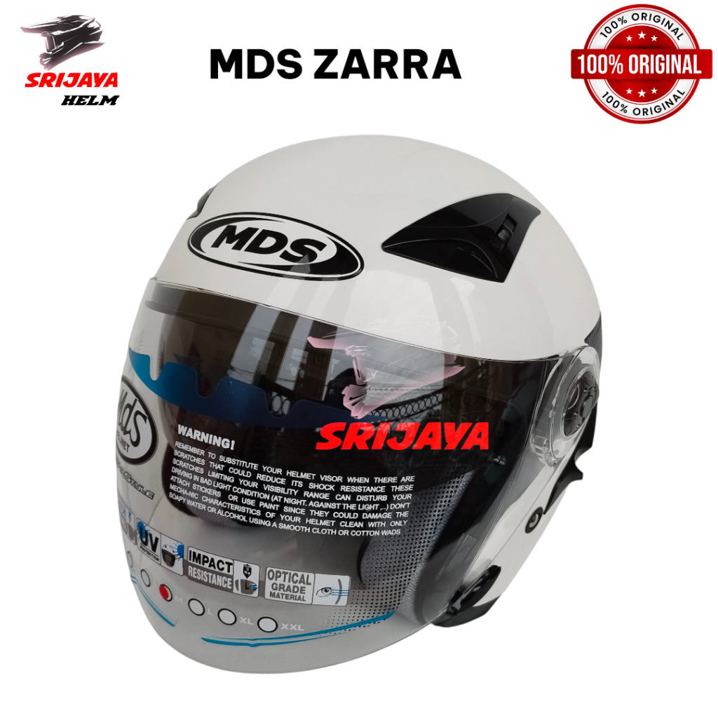 HELM MDS ZARRA PUTIH PULL WARNA DOUBLE VISOR DAN R-SIX KIRANA PULL WARNA