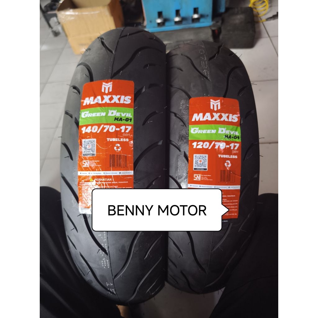 ( PAKET 2 BAN RING 17 ) MAXXIS GREEN DEVIL 120/70-17 & 140/70-17