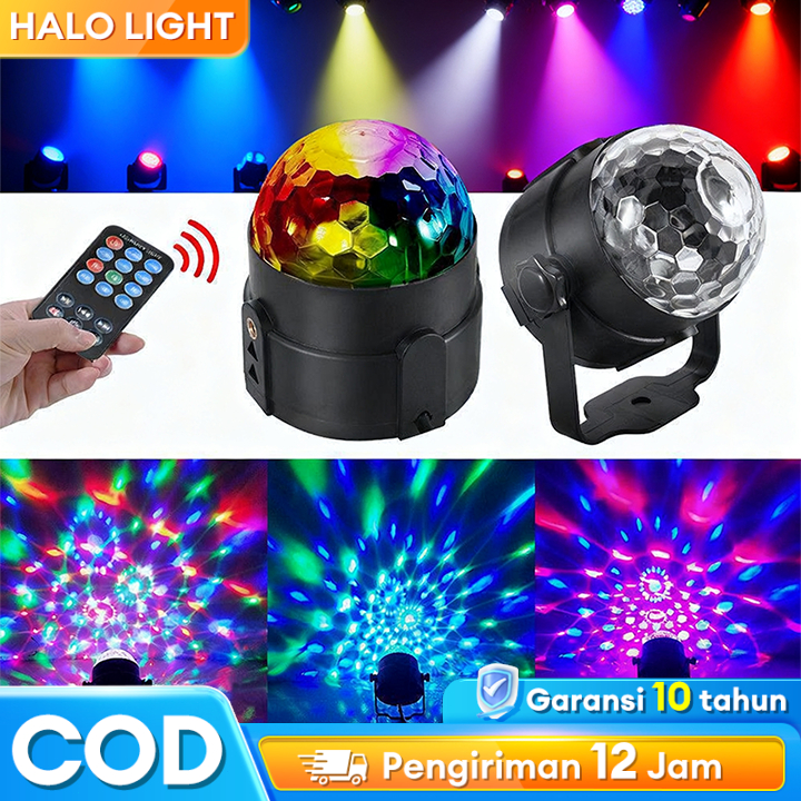 Lampu Disco laser sensor  hias lampu suara musik sorot Proyektor RGB Remote Control MAGIC BALL  Dapa