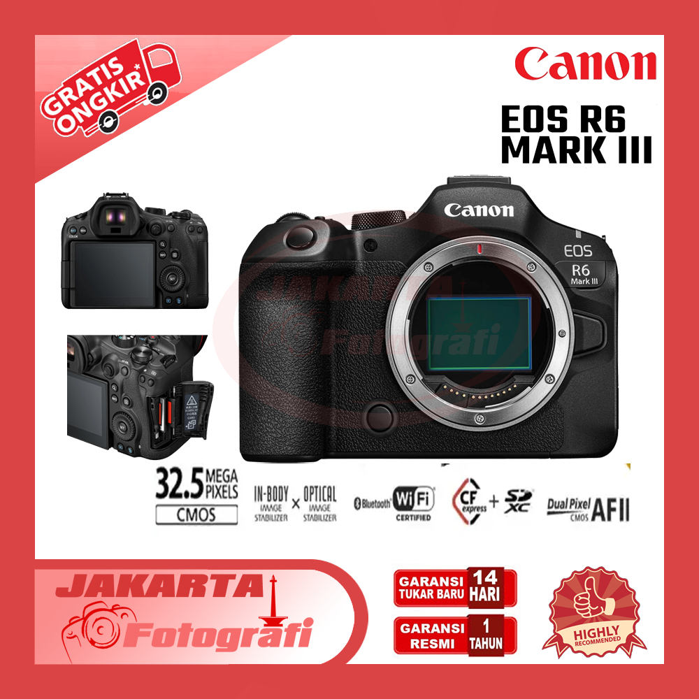 Canon EOS R6 Mark III Body Only Canon R6 Mark III Body Canon EOS R6III R 6 Mark 3 Body Only Garansi 