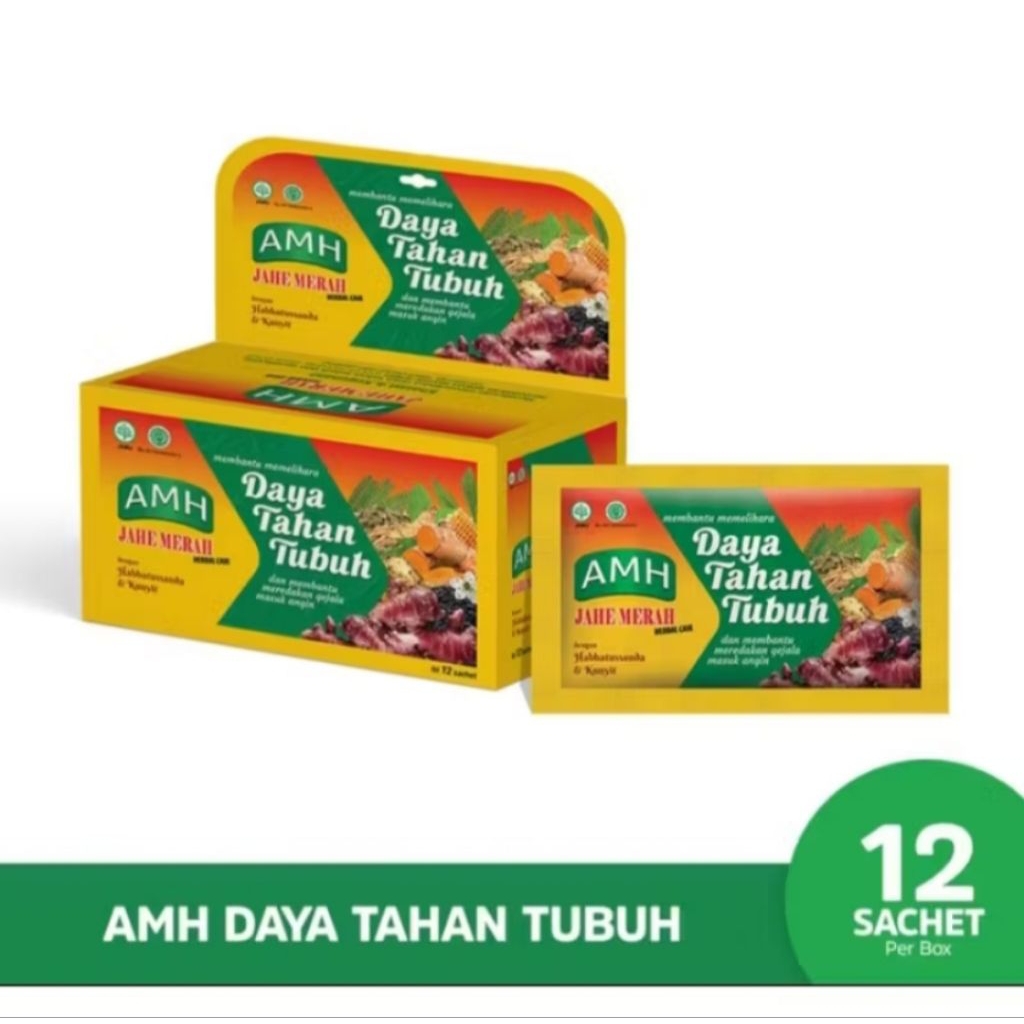 AMH Jahe merah herbal cair daya tahan tubuh 1 dus isi 12 sachet